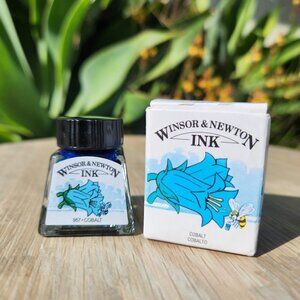 Winsor & Newton Drawing Ink 14ml Bottle Cobalt Blue Shimmer NEW Art Supplies Can